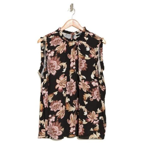 Tahari Plus Size Women's  Floral‎ Ruffle Crewneck Top - Picture 4 of 4